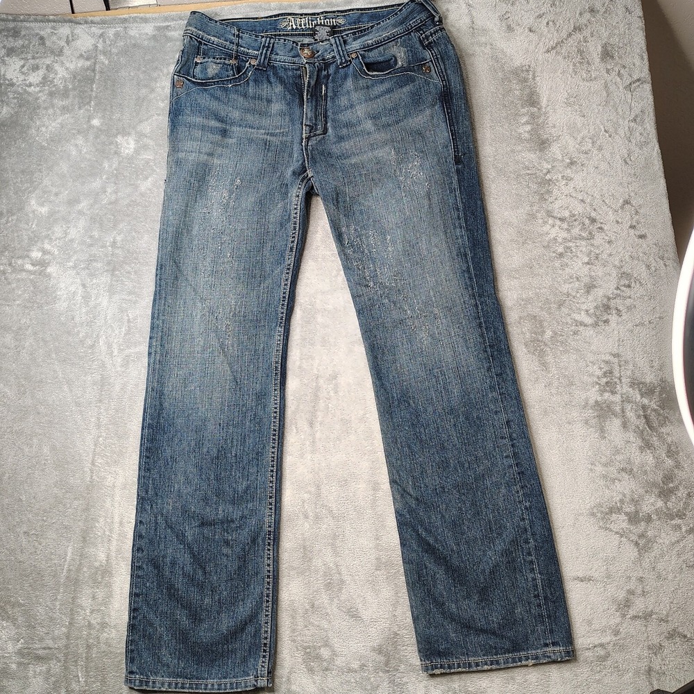 Affliction Jeans Mens 34x34‎ Blue Flap Pocket Denim Killers Grunge Made In USA